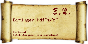Biringer Máté névjegykártya